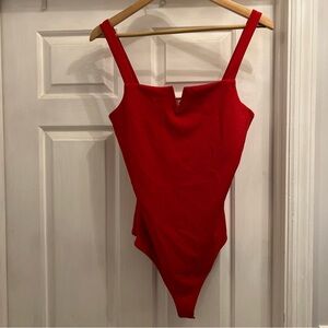 Women’s TCEC fifth & timber oh my stars red bodysuit size large NWT